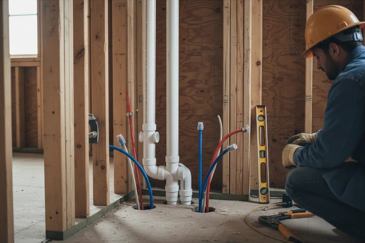 Drain and supply rough-in during Sump Pump Repair in Carmel Valley