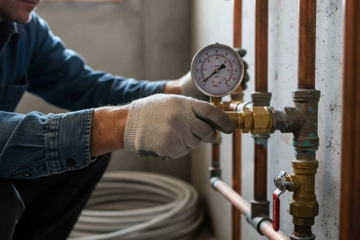 Pressure testing a repaired line during Water Line Repair in Carmel Valley